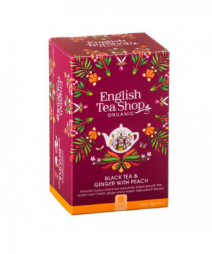 BLACK TEA & GINGER WITH PEACH English Tea Shop BIO 20 bustine Eco-box 40gr