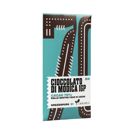 Tavoletta Cioccolato Modica Grezzopuro IGP Cacao Caqueta' 70% 50gr Ciokarrua