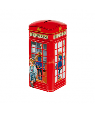 English Telephone Kiosk box in metallo con toffee mou 150gr Churchill's